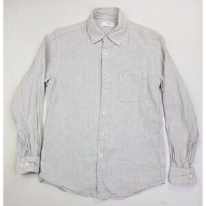 Uniqlo Size Small Mens Gray Linen Long Sleeve Button Up Pocket Shirt